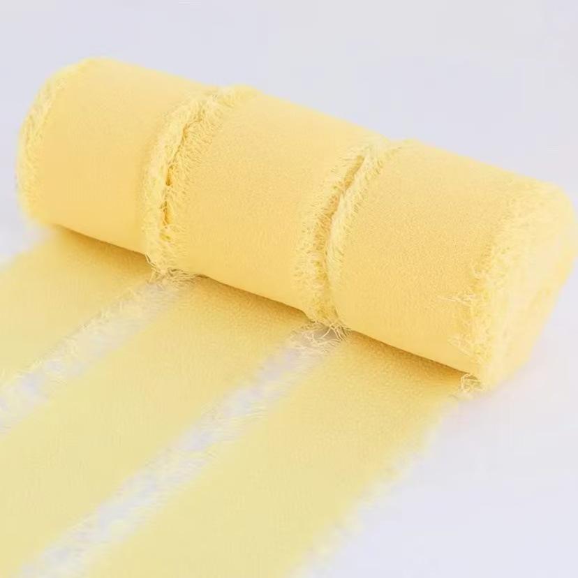 Chiffon Ribbon Bow with Frayed Edges for Weddings and Floral Arrangements