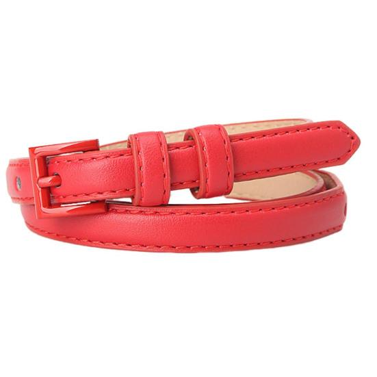 Women Thin Pants Belt Solid Color Faux Leather Waistband Adjustable Length Multi Holes Design Jeans Belt