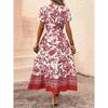 Hot Selling Women's Blue Retro Ethnic Print Vacation Dress Casual Slim Waist Crossbody Apparel Fashion