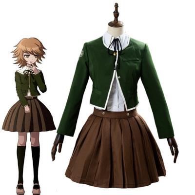Аниме Danganronpa Костюм для косплея Чихиро Фуджисаки Костюмы школьной формы JK Коричневый комплект плиссированной юбки Костюмы на Хэллоуин для женщин