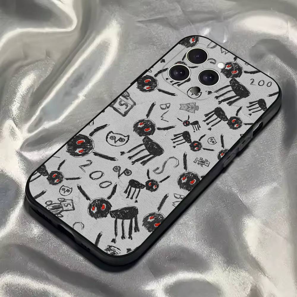 Чехол для телефона Drake O-OvO OWL для iPhone 16,15,14,13,12,11, Pro, Max, Plus, X, XS, SE4, E, Mini, Мягкий черный чехол