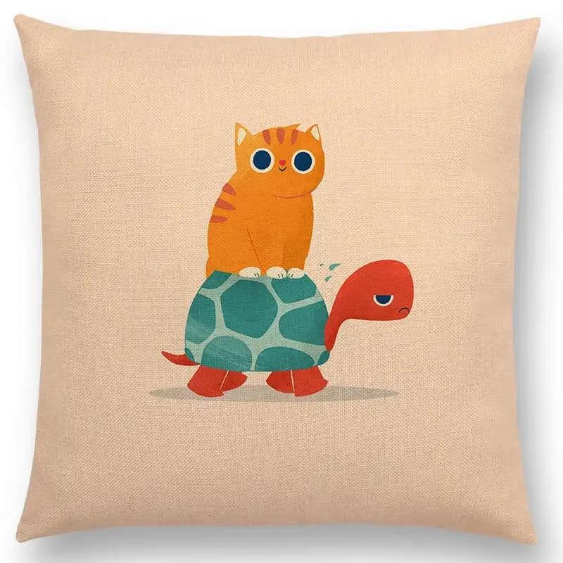 Последние мультяшные животные Милая акула Кошка Птица Жираф Пингвин Кит Белый медведь Бегемот Панда Чехол для подушки Автомобильный диван Наволочка