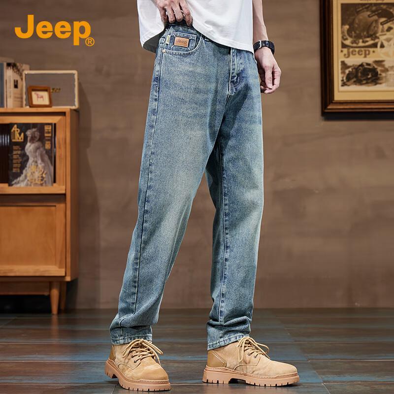 Jeep Мужские свободные прямые джинсы