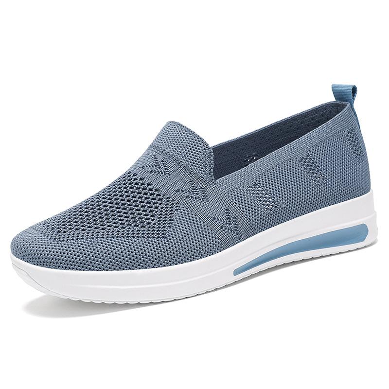 Shoes Women's Spring Flying Weave Breathable Casual Shoes, One Stirrup Shoes, Lightweight Walking Shoes Solid Colour Hundred Single Shoes
