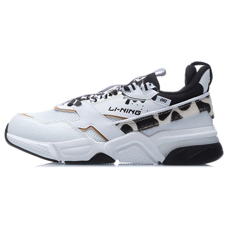 Li Ning 001 Shock Absorbing Non-Slip Wear-Resistant Low-Top Running Shoes Women Sneakers White Black AGCR032-4