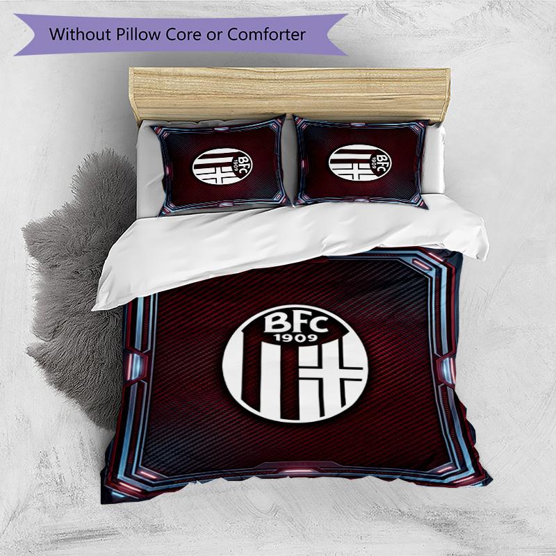 Bologna FC Printed 3PCS Bedding Set Breathable Duvet Cover with Pillowcases Decorative Bed Linen for Bedroom Home