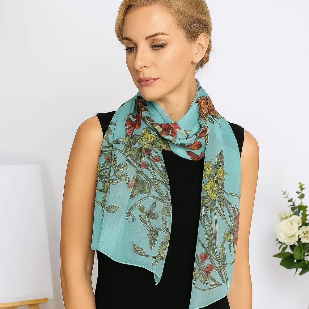 Sun-Resistant Silk Scarf Breathable Long Wraps Portable Beach Shawl for Women