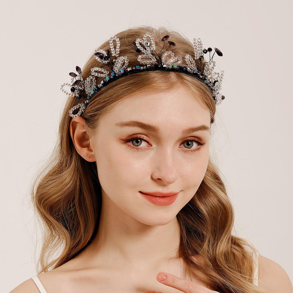 Accessories Fashionable and Versatile Birthday Headbands High-end Sweet and Cool Hair Accessories Women's Handmade Beaded Crystal Flower Headbands