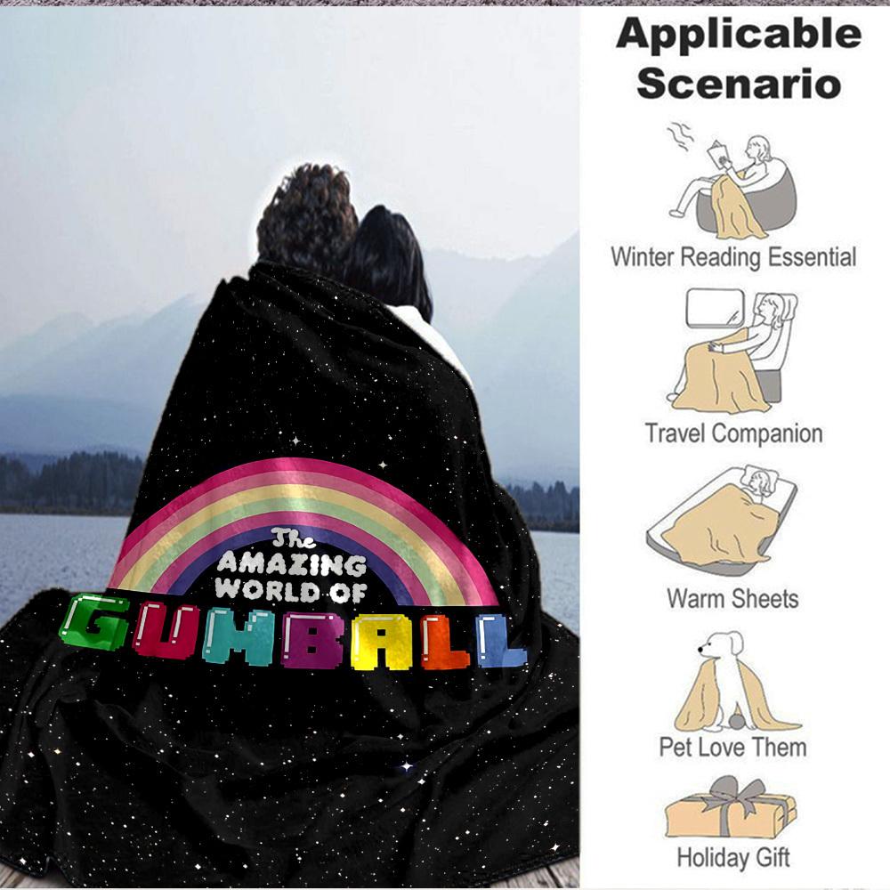 1pc Gumball Universe Cozy Print Blanket Lightweight Warm Flannel Throw Blanket For Sofa, Bed, Living Room
