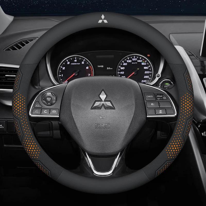 Car Suede Carbon fiber Leather Steering Wheel Cover For Mitsubishi Outlander Pajero Asx Lancer EX Evolution L200 Triton RALLIART