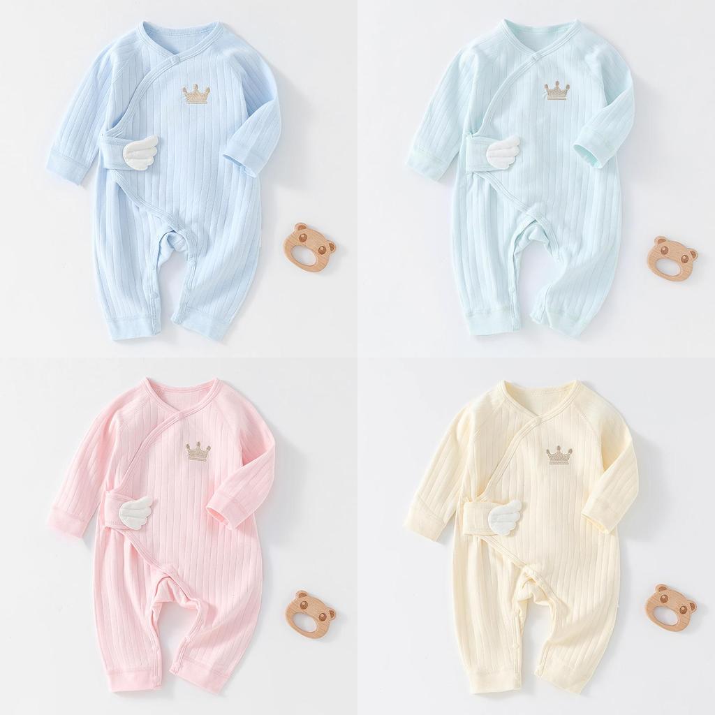 Unisex Baby Cotton Sleepwear With Diagonal Tie Fastening For Infants
