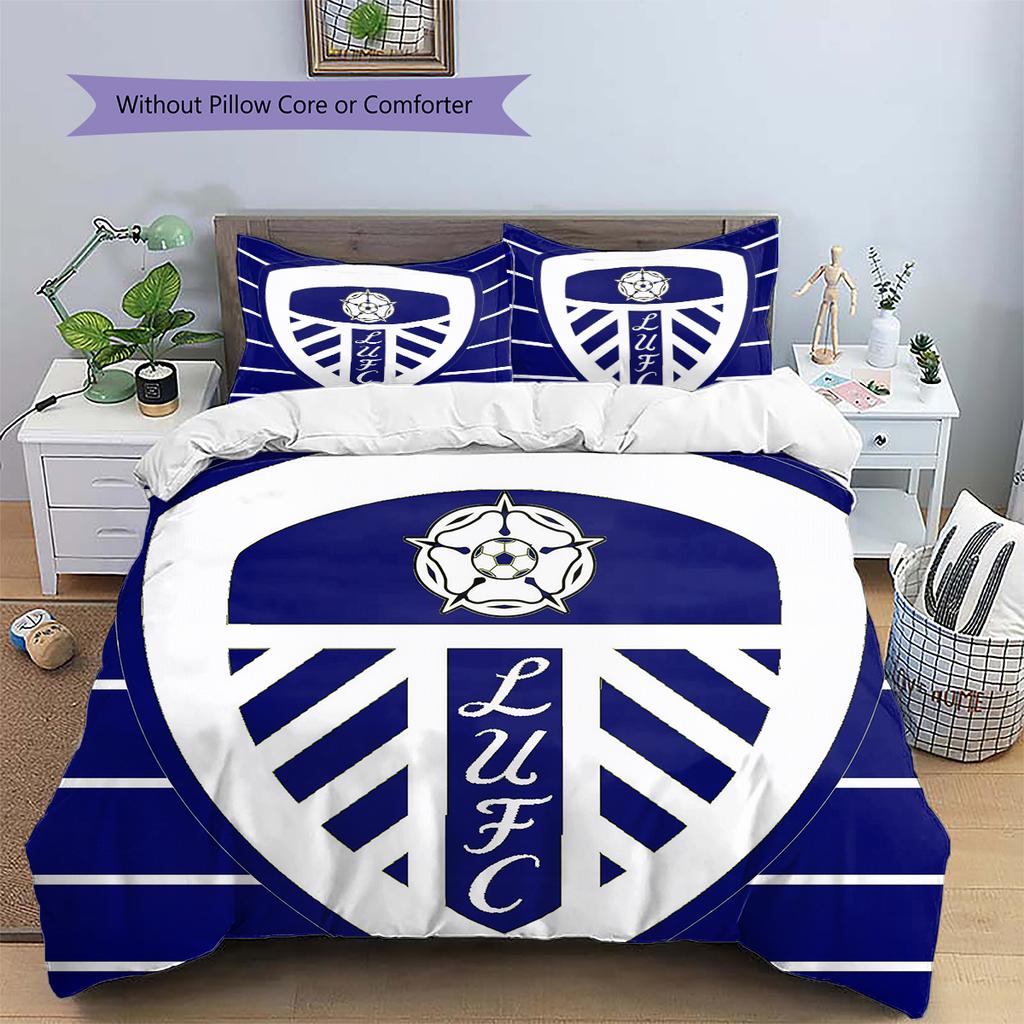 Постельное белье с узором в виде эмблемы Leeds United, Домашний декор, Подарок на день рождения (1 пододеяльник + 2 наволочки, без наполнителя)