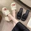 2025 Summer New Internet Celebrity Explosion Thick-soled Thick Heeled Cool Slippers Women's Waterproof Table Versatile One-word High Heels