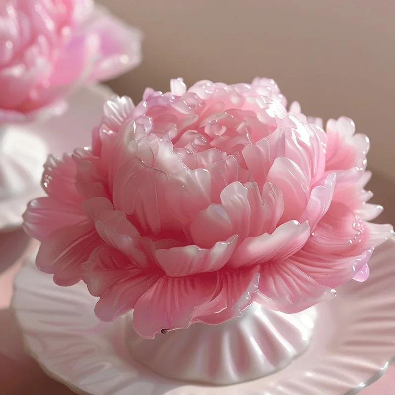 Peony Mousse Cake Silicone Mold Creative DIY Furong Flower Jelly Pastry Silicone Mold Aromatherapy Candle Decoration Mould