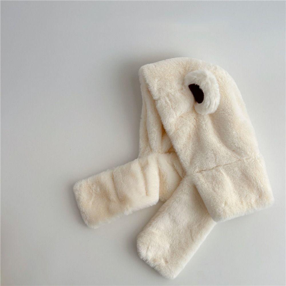 Plush Winter Baby Hat Scarf One-Piece Infant Beanies Cap Cute Kids Hat Hooded Scarf