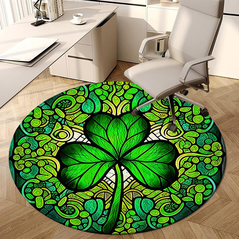 1pc Office Carpet Chair Mats Stained Glass Clover Mandala Perfect for Decorating Office Chairss, Or Bedrooms.YDT446