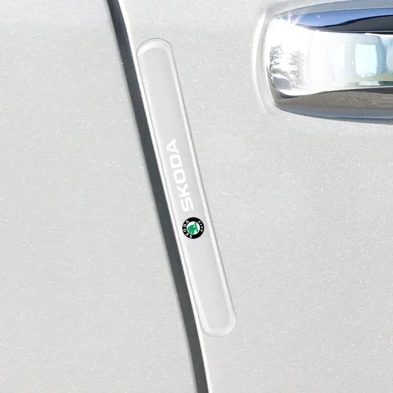 4Pcs Car Door Handle Anti Scratches Silica Gel Protection Stickers For Skoda Octavia Fabia Superb Roomster Kodiaq Led Luggage wsjn67