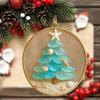 2/4Pcs Christmas Tree Ornament Round Shape Handmade Beach Decoration with Starfish Shell Decor Car Hanging Decoration