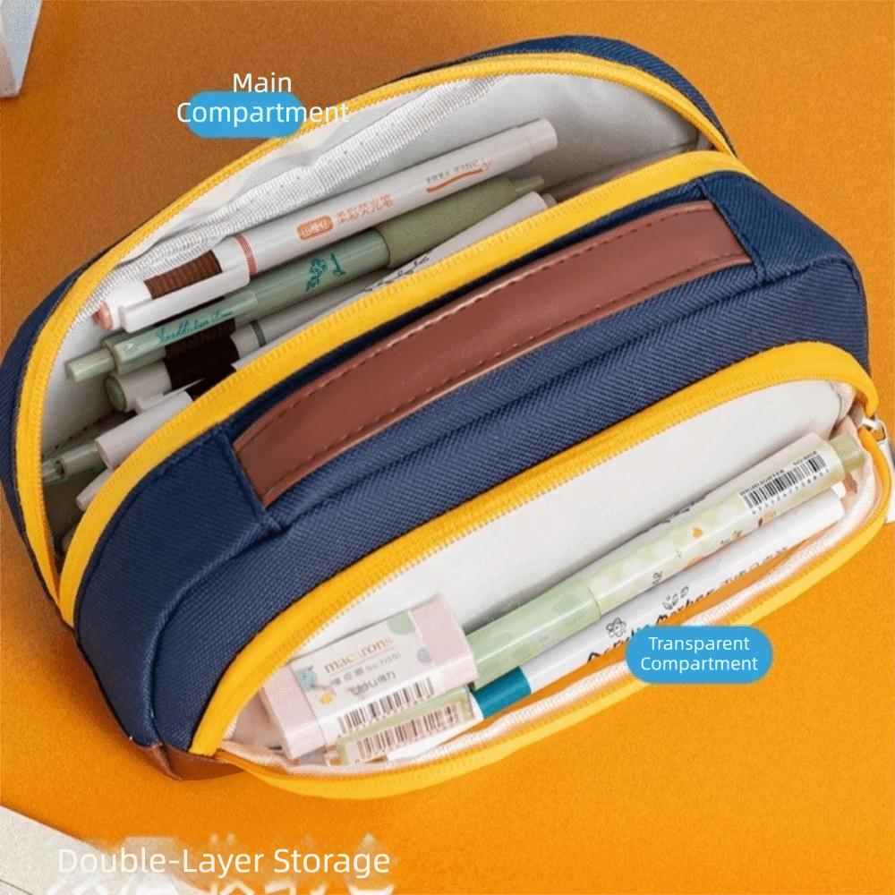 Contrasting Color Minimalist Pen Bag Large Capacity Pencil Case Pencil Pouch School Supplies