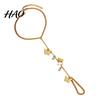 Integrated Bracelet Ring Golden Hand Chain for Women, Metal Butterfly Tassel Adjustable with Finger Ring, Harness Jewelry Rhinestone Accessory