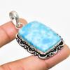 Larimar Gemstone Handmade 925 Silver Plated Jewelry Pendant 2.08"