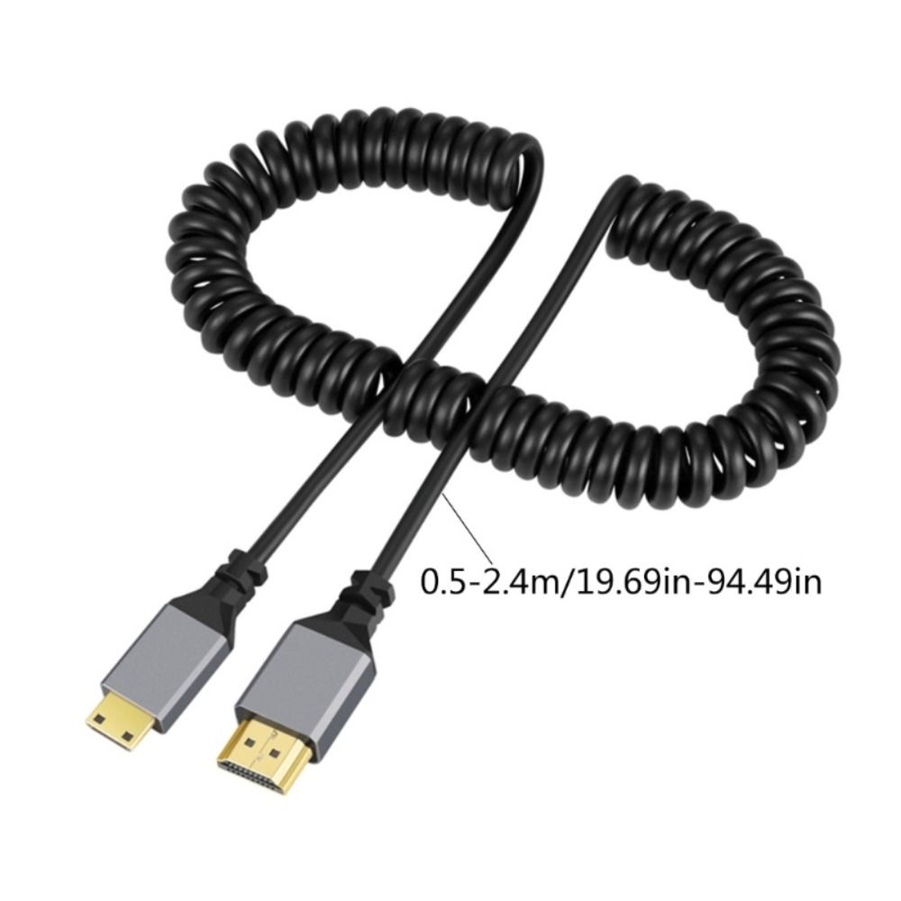 4K 60 Гц Микро Мини HDMI на HDMI Спиральный Кабель 0,5-2,4 м Гибкий HDMI-Совместимый Пружинный Кабель- удлинитель Штекер Папа на Папу