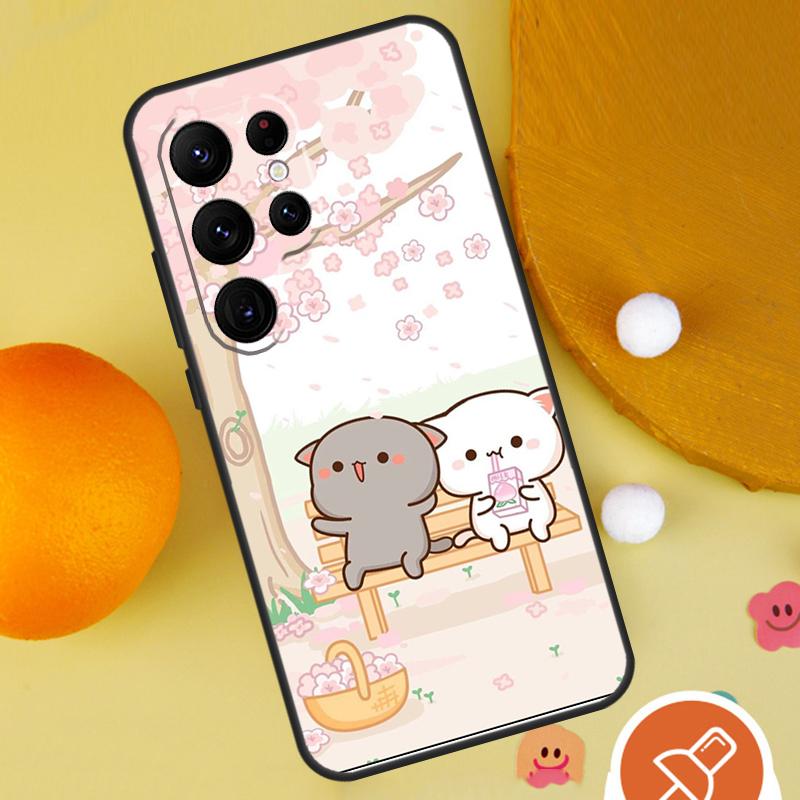 Чехол-моти с персиком и гомой в виде кошки для Samsung Galaxy S22 S23 Ultra S20 FE S21 FE Note 10 20 Ultra S8 S9 S10 Plus