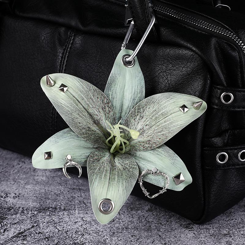 Creative Lily Simulation Flower Keychain Pendant Backpack Decoration Accessories Gifts