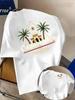 Palm Tree And Moroccan Building Print On Premium Soft 100 Cotton Mens T Shirt Perfect For Summer Tropical Casual Style