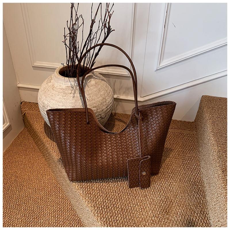 Вязаная сумка большой вместимости женская осенне-зимняя новая повседневная на плечо сумка «мать и дитя» ретро высококлассная сумка-тоут