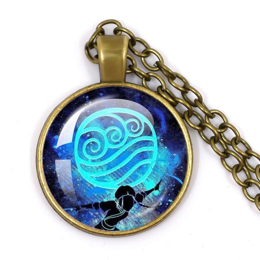 Anime The Last Airbender Fire And Water Tribe Elements Of Water Earth Fire And Air Dome Glass Cabochon Necklace Gift