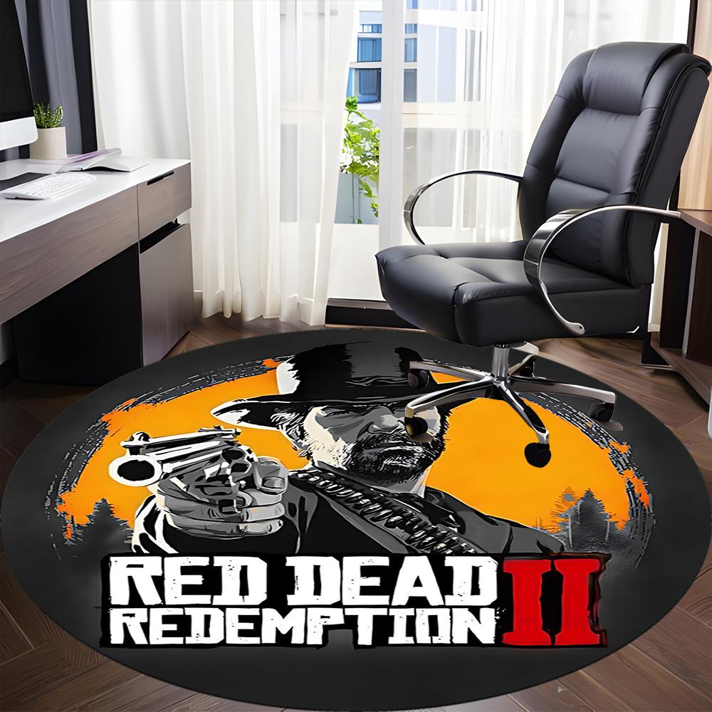 1 шт. Круглый ковер Red Dead Redemption II для офиса, коврик для помещений, подходит для офиса, спальни, гостиной, домашнего декора, декор комнаты a0926037