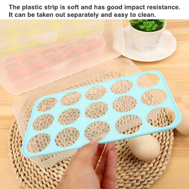 15 Eggs Refrigerator Egg Holder with Lid Deviled Egg Tray Storage Box Dispenser Stackable Plastic Container Kitchen Egg Holders