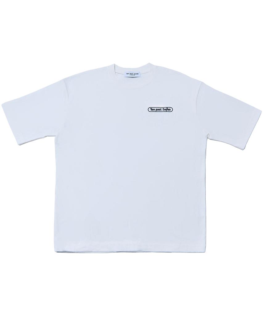 TEN PAST SEVEN Lettering Print T-Shirt - White