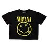 Nirvana Womens/Ladies Happy Face Fitted Crop T-Shirt
