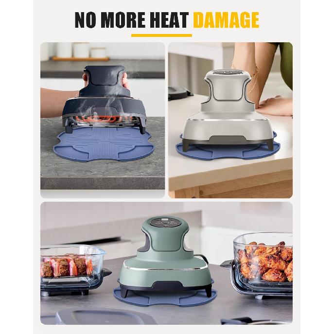 Silicone Heat-Resistant Mat for Ninja Crispi Glass Air Fryer | Reble Fireproof Heat Resistance Hot Pad | Anti-Slip Kitchen Countertop Protector |