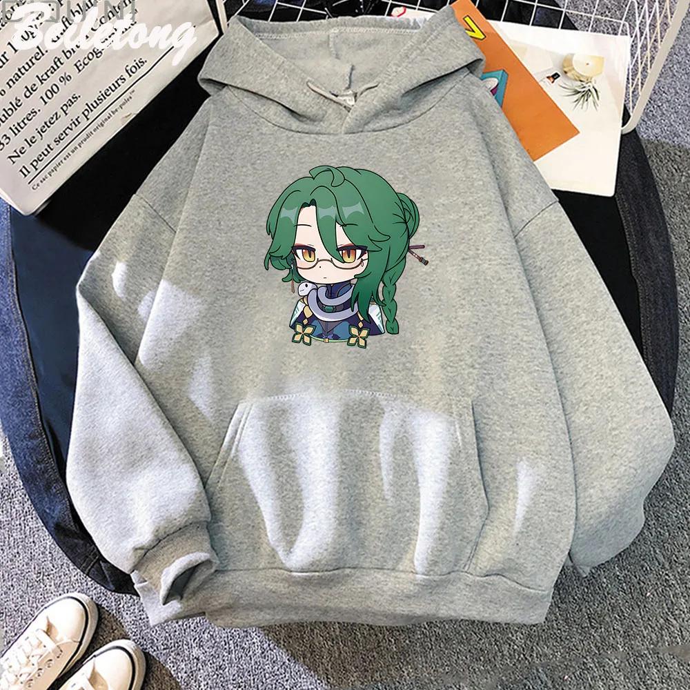 Baizhu Genshin Impact Hoodies Cartoon Cute Print Sweatshirts Women Spring Fashion Tops Kawaii Clothing Aesthetic