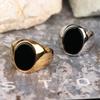 Newest Simple Natural Black Onyx Gold Plated Ring for Women Men  Ring