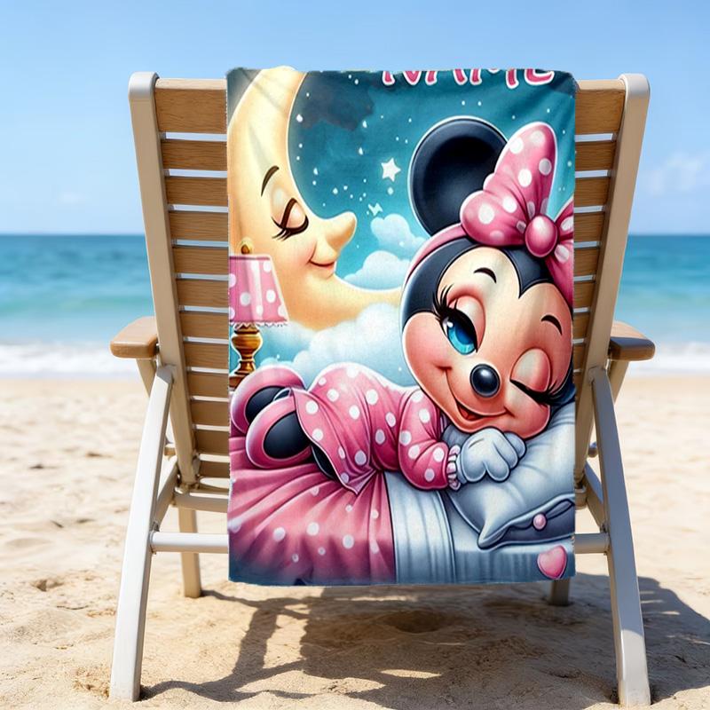 1pc Minnie1 Beach Towel with Custom Name, Beach/Swimming/Bath/Picnic/Camping Towel, Suitable for Seaside Beaches