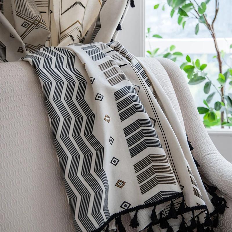 1 Piece Bohemian Cotton Linen Curtains for Living Room Bedroom Windows Curtains Simple Tassel Boho Kitchen Curtain