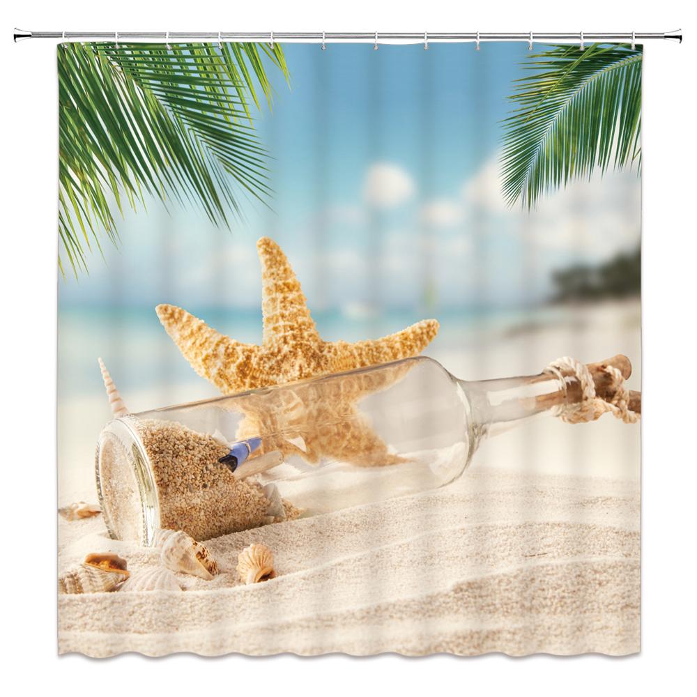 High Quality Sea Beach Shell Printed Shower Curtains starfish Bath Curtain Screen Waterproof Products Bathroom Decor with Hooks