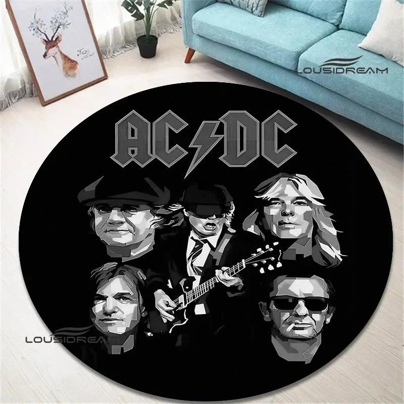 Rock band AC/DC retro printed round carpet bedroom beautiful carpet non -slip door pad floor mats area rug birthday gift