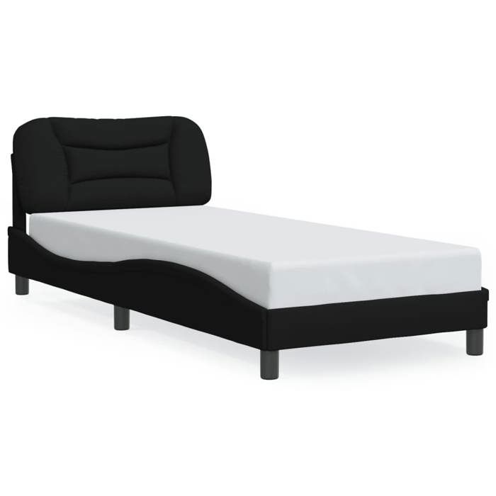VidaXL Cadre de Lit avec Lumières LED, Lit Simple avec Coussin de Tête de Lit, Lit Adulte, Meuble de Chambre, Moderne, Noir 3213664