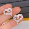 Huitan Gorgeous Hollow Out Heart Earrings Female Luxury Brilliant Zirconia Accessories for Wedding Party Romantic Lady Jewelry