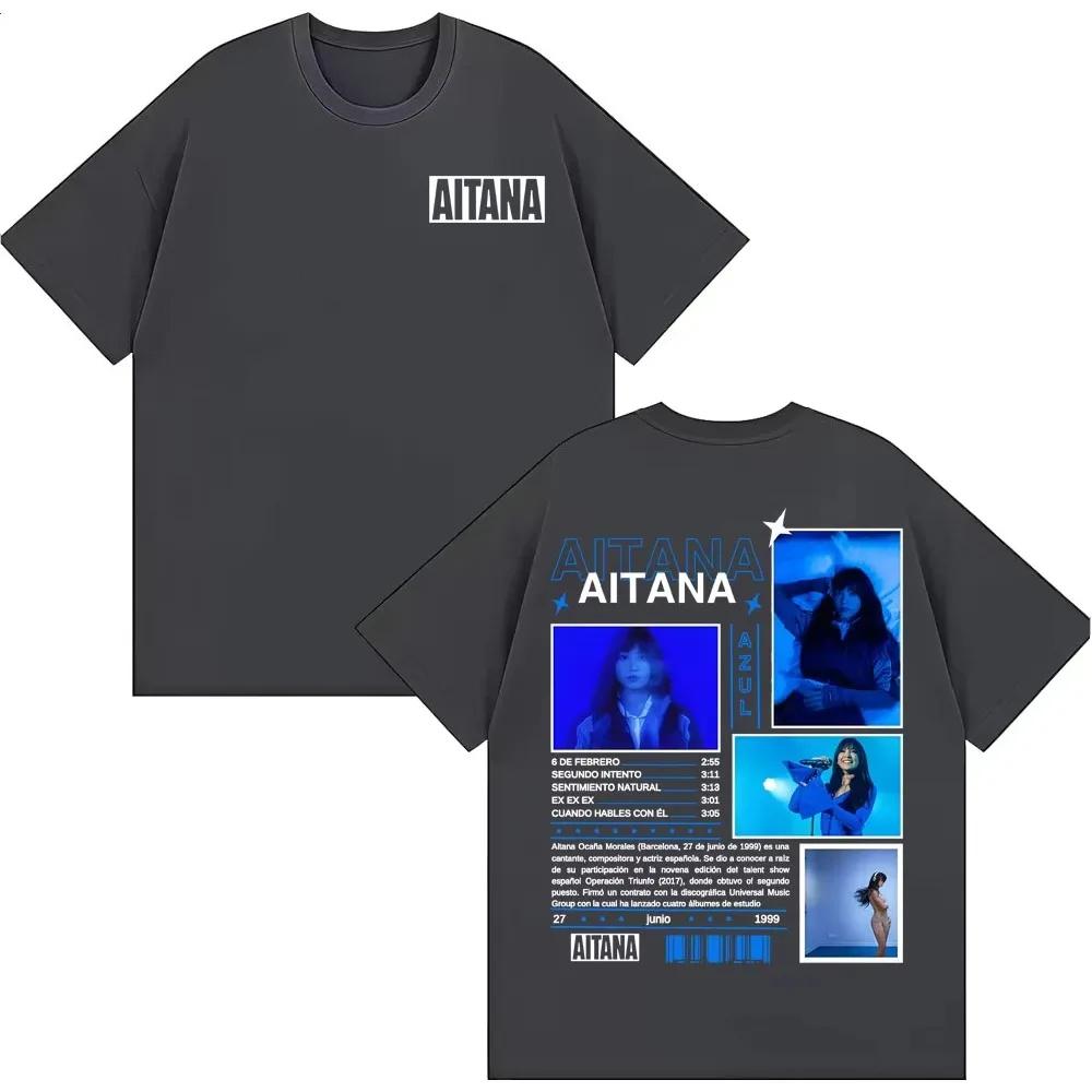 Aitana Azul Album 2026 Tour T Shirts Unisex Women Clothing Fashion Aesthetic Tshirt Summer ONeck Cotton Tshirt Streetwear