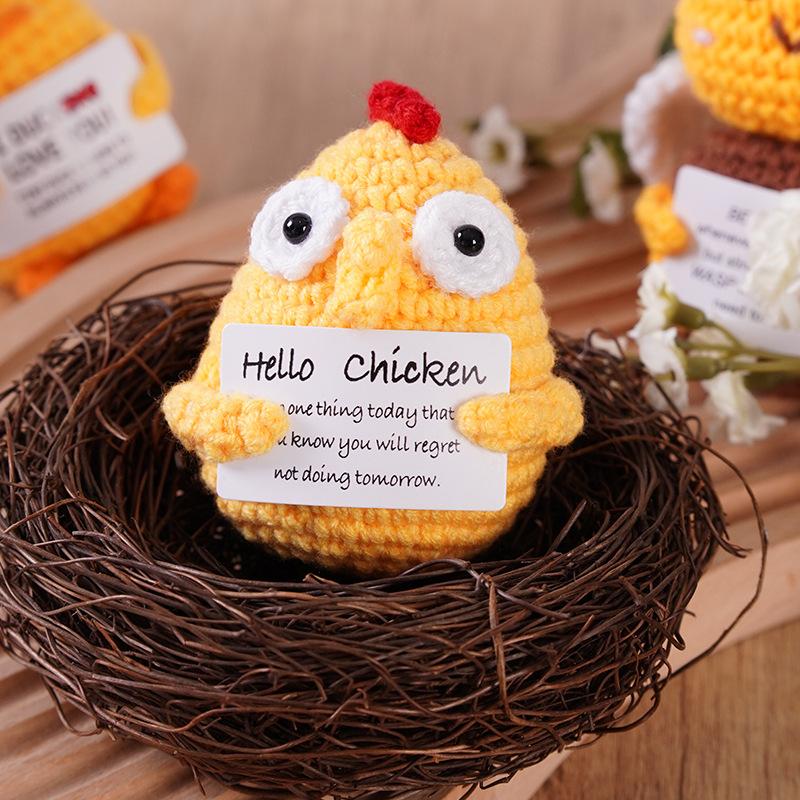 Handmade Knitted Positive Energy Bee Hug Pocket Doll With Affirmation Card Personalized Crochet Bee Doll Home Room Decoration