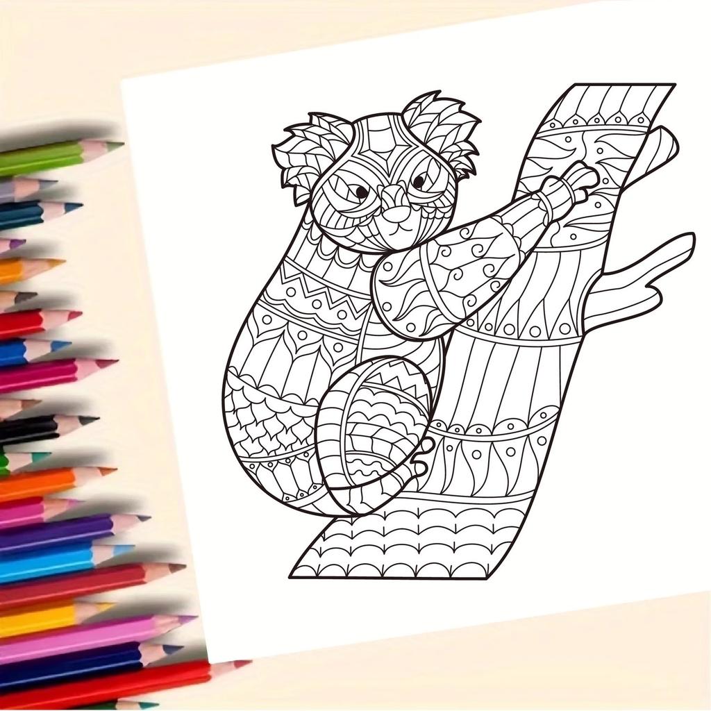 Mandala Animal Coloring Books Arts Beginners Creative Graffiti Illustration Adult Handicraft DIY Drawing Book 24 Page