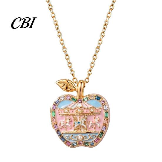 Delicate Pendant Jewelry Openable Fruit Charm Necklace, Treasure Box with Mini Non-fading Electroplated Figurine Inside, Elegant Necklace Gift