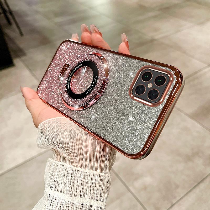 Luxury with Bracket Glitter Case For Honor X9 X9A X8 X8A X8B X7 X7A 200 200Lite 90  70Lite 9X Y9S Y7A Y7 Y9 Case Holder Cover