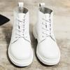Fashion Genuine Leather Boots Women White Ankle Boots Motorcycle Boots Female Autumn Winter Shoes Woman Punk Botas Mujer 2024 Spring